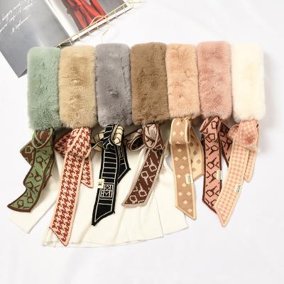 China Fashion autumn and winter version warm Korean version faux fur scarf women's winter fur scarf plush ribbon fur collar scarf for sale