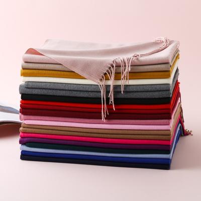 China Wholesale Warm Thick Shawl Scarf Women Autumn Winter Solid Color Cashmere Classic Women Scarf for sale