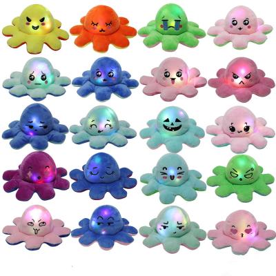 China Plush Doll Product Mixed Colors Octopus Toy PP Cotton Plush Toy Kids Reversible Bilateral Flip Octopus Doll With Light for sale