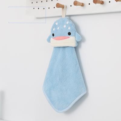 China Wholesale Lovely Animal QUICK DRY Microfiber Coral Fleece Hanging Hand Towels Cartoon for sale