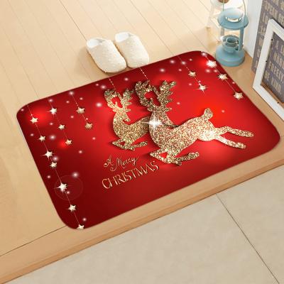 China 2021 Anti-Slip New Merry Christmas Santa Claus Elk Pattern Home Bedroom Bathroom Floor Non-Slip Rug For Christmas Party Decorations Carpet for sale