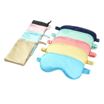 China Travel Lightweight Portable Luxury Adjustable Sleep Bag Drawstring Private Label Promotion Satin Silk Eye Mask for sale