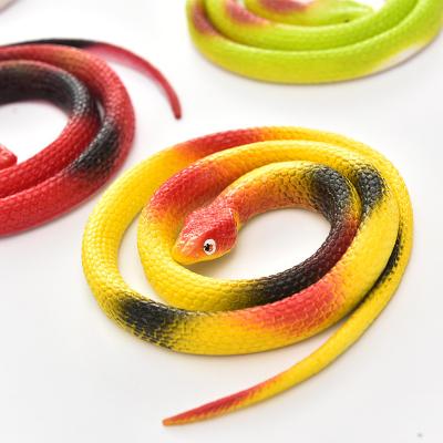 China 7-10 Years Factory Wholesale 75cm Environmental Protection Halloween Rubber Snake Spoof Trick Toy Snake for sale