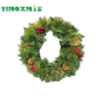 China Best Supplier 50CM Farmhouse Christmas Garland Christmas Crystal Pine Needle Wreath Garland for sale