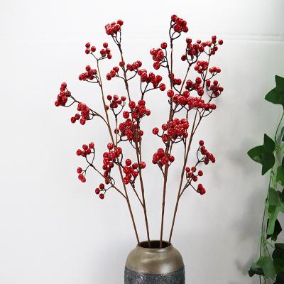 China Eco-friendly Materials Living Room Floor Cutting Red Apple Branch Berry Branch Christmas Decoration Simulation Red Moss Wedding Decoration Apple Branch for sale