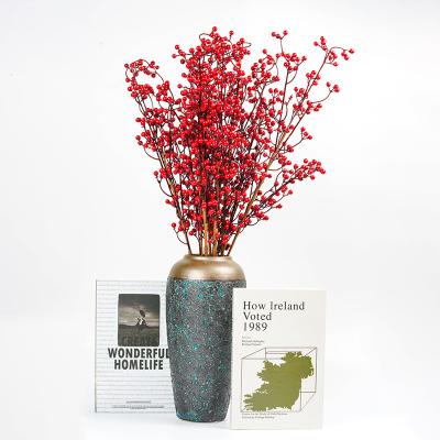 China Best Selling Waterproof Plant Eco-friendly Simulation Cherry Artificial Berry Artificial Flower Panel Plant With Red Berries for sale