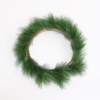 China Festival Decoration Selection PVC Pine Needle Ring Christmas Decoration Green Christmas Rattan Circle for sale