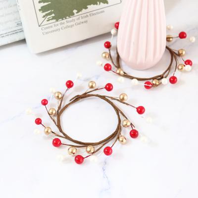 China Red Berry Ring Candle Decoration Simulation Garland Amazon Berry Christmas Wreath Candle Festival Stuff Christmas Garland for sale