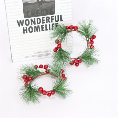 China Artificial Christmas Wreath Christmas Needle Red Pine Fireplace Chinese Pastoral Christmas Decoration Amazon Eco-friendly Material for sale