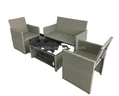 China Modern Outdoor 4 Seat Steel Frame Leisure Garden PE Rattan Furniture With Cushion for sale