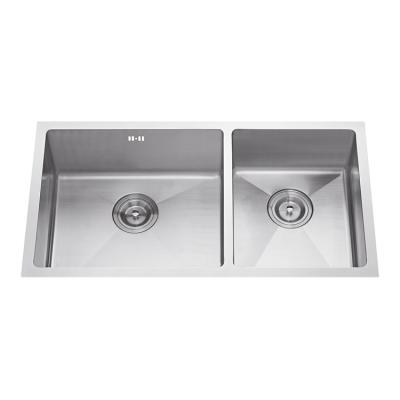 China With R80 Radius Faucet 304 Stainless Steel Corner Silver Brushed Multifunctional Handmade Sink for sale