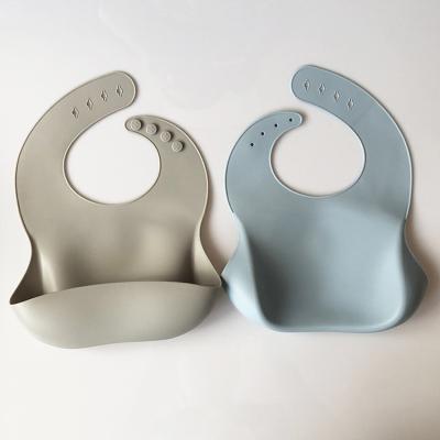 China Silicone Antibacterial Soft Waterproof Baby Bib With Food Catcher, Baby Silicone Bib for sale