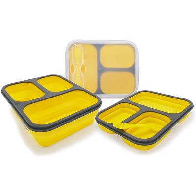 China Sustainable Leakproof Custom Eco Friendly Silicon Biodegradable School Bento Lunch Box Set Collapsible For Kids for sale