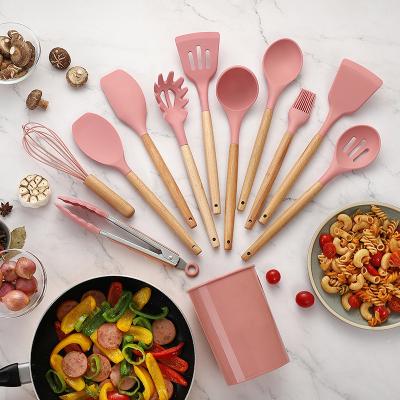 China Sustainable 12 Pieces Silicon Cheap Heat Resistant Nonstick Utensils Cooking Sets Kitchen for sale