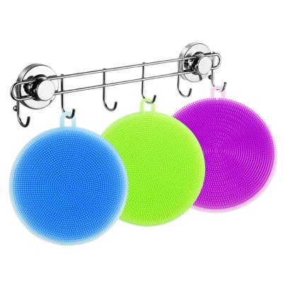 China Viable Multifunctional Bowl Cleaning Brush Silicone Scouring Pad Silicone Dish Sponge Kitchen Pot Cleaner Wash Tool for sale