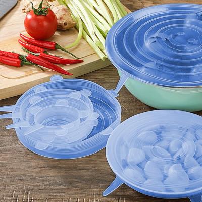 China 6PCS Silicone Stretch Lids Universal Silicone Cover Pan Cooking Kitchen Accessories Silicone Food Wrap Bowl Pot Cover for sale