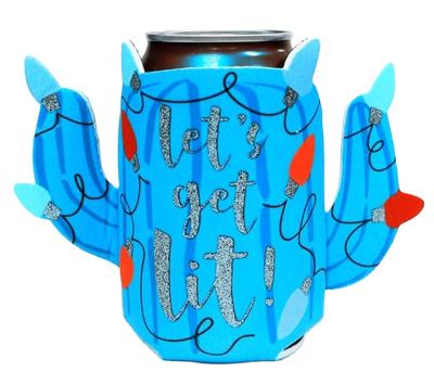 China China Waterproof Factory Wholesale Customized Cactus Printed Reusable Neoprene Can Sleeve Washable Beer Soda Cola Cooler Stand Bag Pouch for sale