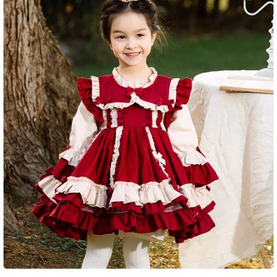 China Wholesale Anti-Static Kids Girls Dresses Smocked Ruffles Hand Made Spanish Children Lolita Girl Kids Dress for sale