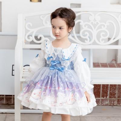 China Lovely Anti-static Sweet Girl Lolita Dress Baby Bow Children Lolita Flower Frill Princess Gown for sale