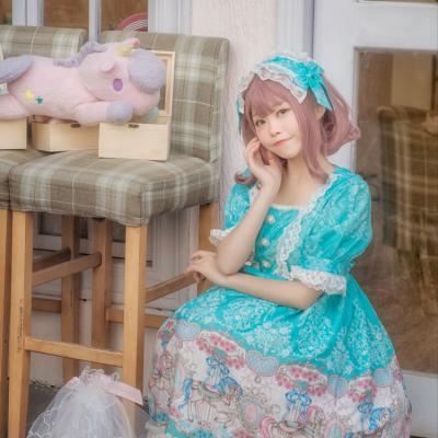 China Japanese maid dress polyester sweet lolita girl dresses carousel lace princess printed OP dress for sale