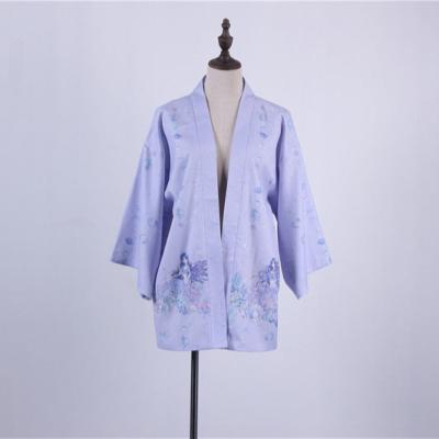 China New Design Hemp Fabric Long Roving Men Women Japanese Kimono Printing Robe Haori Bathrobe Kimono for sale