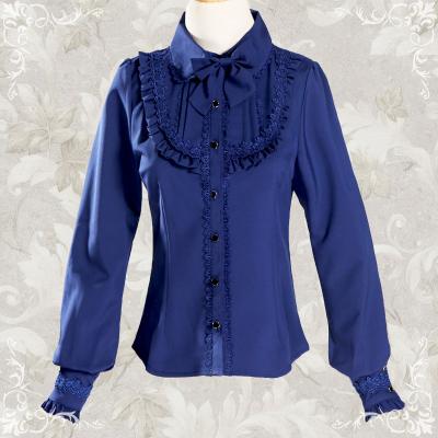 China Anti-pilling Winter Retro Plus Warm Pegging Sleeve Lolita Slim Young Lady Shirt New Velvet Bubble Long Shirt Daily Collar Doll for sale