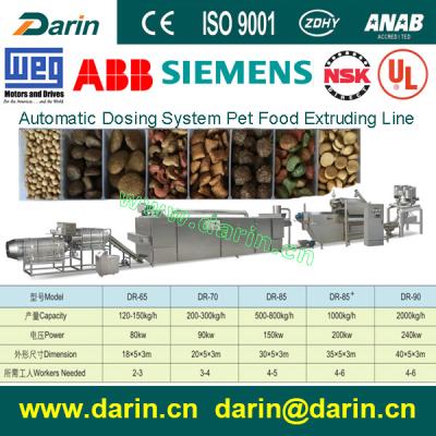 China Continuous & Automatic Dry Pet Food Machine/Dog Cat Fish Food Twin Screw Extruder Line for sale