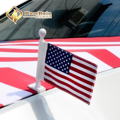 China Custom promotion model 2 pieces of double car presidentia antenna side ears banner set ambassador auto flag for sale