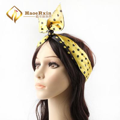 China Hot Selling Rabbit Ear Hairband Women Metal Wire Hairband Cute Ribbon Bow Hair Accessories Hair Accessories for sale