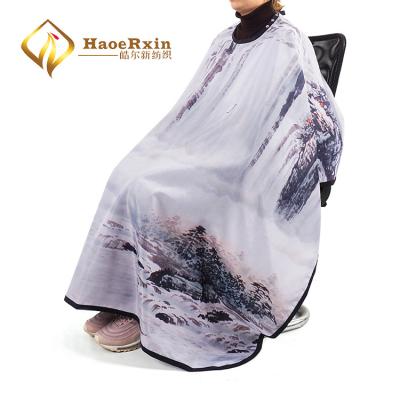 China Beautiful Customized Durable Luxury Hairdressing Barber Salon Hair Cutting Cape Adjustable Neck And Waist New Design With Logo for sale