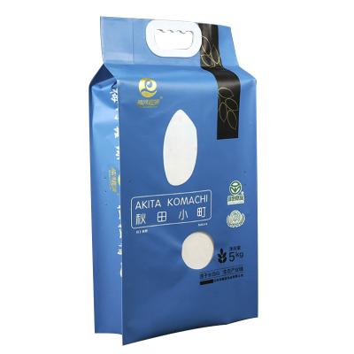 China 5KG 10KG moisture proof vacuum bag with plastic handle for rice packaging for sale