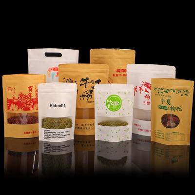 China Rust Proof Craft Oil And Coffee Packaging Small Industrial Use Window Food Frosted Kraft Paper Bag With Zipper for sale