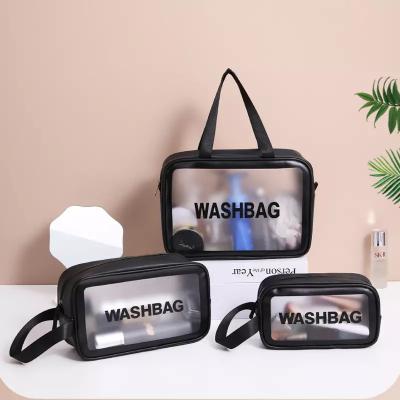 China Portable / Waterproof / Eco-friendly / Anti-theft / Soft / Insulated Wholesale fashion letter makeup bags for women clear travel cosmetic bag for sale