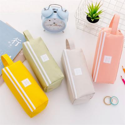 China Schools & Offices Large Double Zipper Creative Simple Stationery Bag Solid Color Pencil Box Promotion Pencil Bag Multifunctional Case for sale