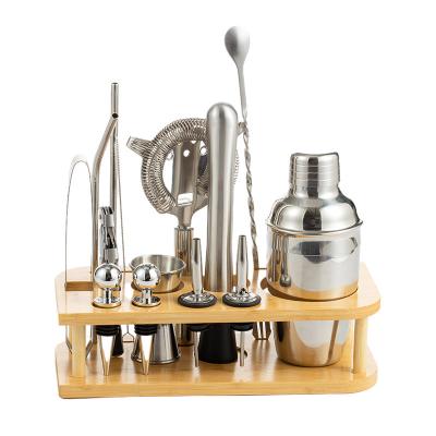 China Stocked Cocktail Making Set 15 Pcs Cocktail Shaker Set 350ml 500ml 5500ml 750ml Stainless Steel Bar Tool Kit for sale