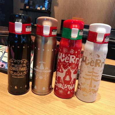 China Merry Christmas Gift Durable Hot White Stainless Steel Wall Water Bottles Double Volume for sale