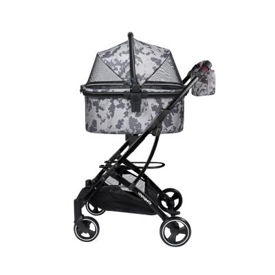 China Pet Stroller Wholesale Price One-hand Folding Viable Detachable Multifunctional Pet Stroller for sale