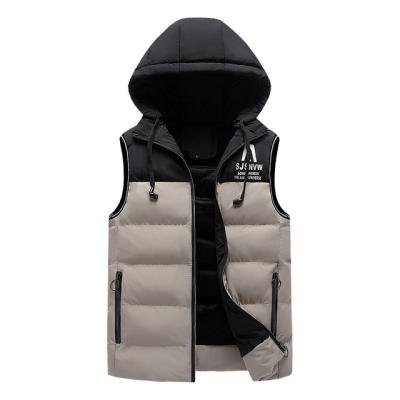 China Breathable Men Winter Shear Warm Sleeveless Fashion Autumn Thicken Hooded Casual Waistcoat for sale