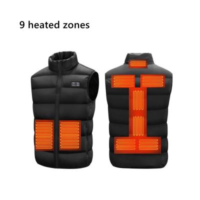 China Heated Windproof 9 Zone USB Charging Heated Men Women Sportswear Vest For Camping for sale