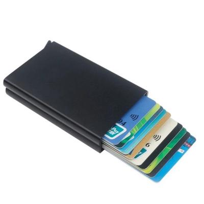 China Fashion Double Box Aluminum Credit Card Holders For Men Slim Anti Protect Travel ID Card Holder Women Rfid Wallet Metal Case Porte Card for sale