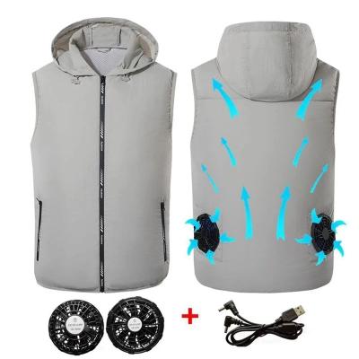 China Outdoor Cooling Vest Cooling Hood Filling Cooling Vest Men's USB Sports Vest Summer Men Breathable Air Conditioning Fan Clothing for sale