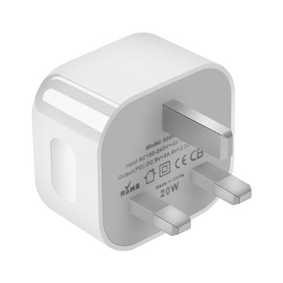 China 20W High Speed ​​Type-C PD Wall-mount Charger 240V Output EU UK US Plug 5V 3A USB Charger Power Adapter for sale