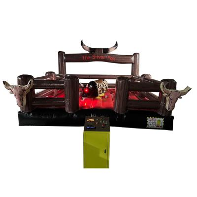 China Oxford Cloth or PVC Tarpaulin Square Ride Bouncer Round Interactive Game Rodeo Sport Mechanical Inflatable Bull Riding Machine for sale