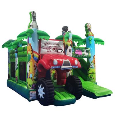 China Commercial Inflatable Monster Bouncer Truck Oxford Cloth or PVC Tarpaulin Moonwalk Monster Bouncer Inflatable Fire Truck for sale