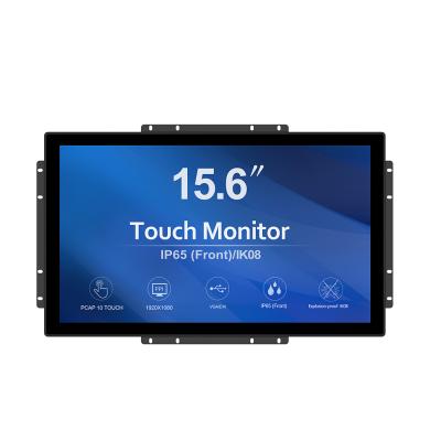 China Kisok GreenTouch 15.6 Inch 10 Touch Display Open Frame Monitor Screen Multitouch Points for sale