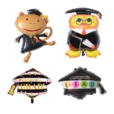 China Graduation Decorations Wholesale Graduation Balloons Doctor Monkey Crown Hat Star Shape Owl Eye Congratulations Foil Helium Mylar Balloon for sale