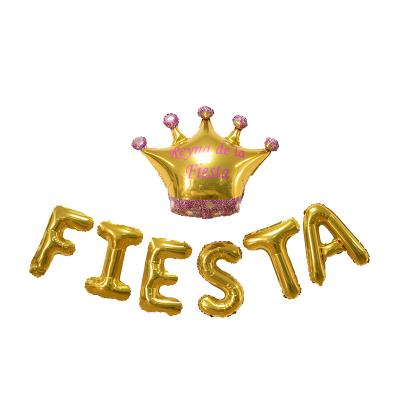 China Gift Toy Gold Crown Shape Ray de la Fiesta Party Supplies Foil Spanish Balloons for sale