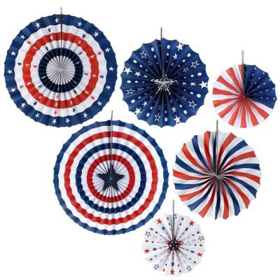 China American Paper Flag 4th of July Decorations Paper Fan for Patriotic Decorations, Independence Day Party Supplies for sale