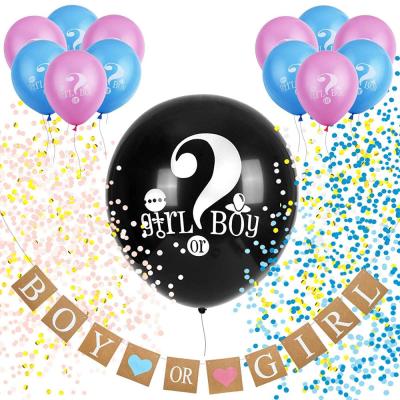 China Gender Reveal Custom Giant Black 36inch Gender Reveal Balloon With Confetti For Baby Shower Party Decorations for sale