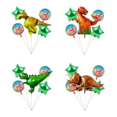 China Gift Toy Dinosaur Jurassic Theme Birthday Kids Party Decoration Cartoon Foil Balloon Set for sale